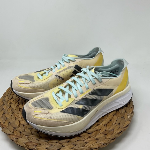 Adizero Boston 11 Running Shoe Ecru Tint Night Met Size 9 - Picture 4 of 10